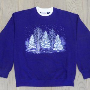 Morning Sun Vintage 1990's Forest Purple Large Sweatshirt